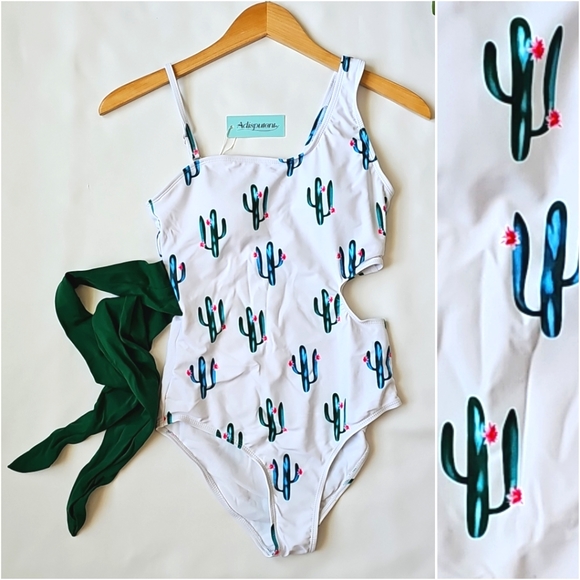 Gorgeous Cactus Print One Piece Swimsuit Bathing Suit Size S - Picture 1 of 15